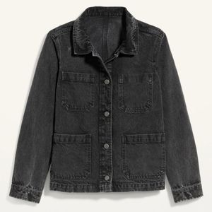 NEW Old Navy Black Acid-Wash Jean Chore Coat